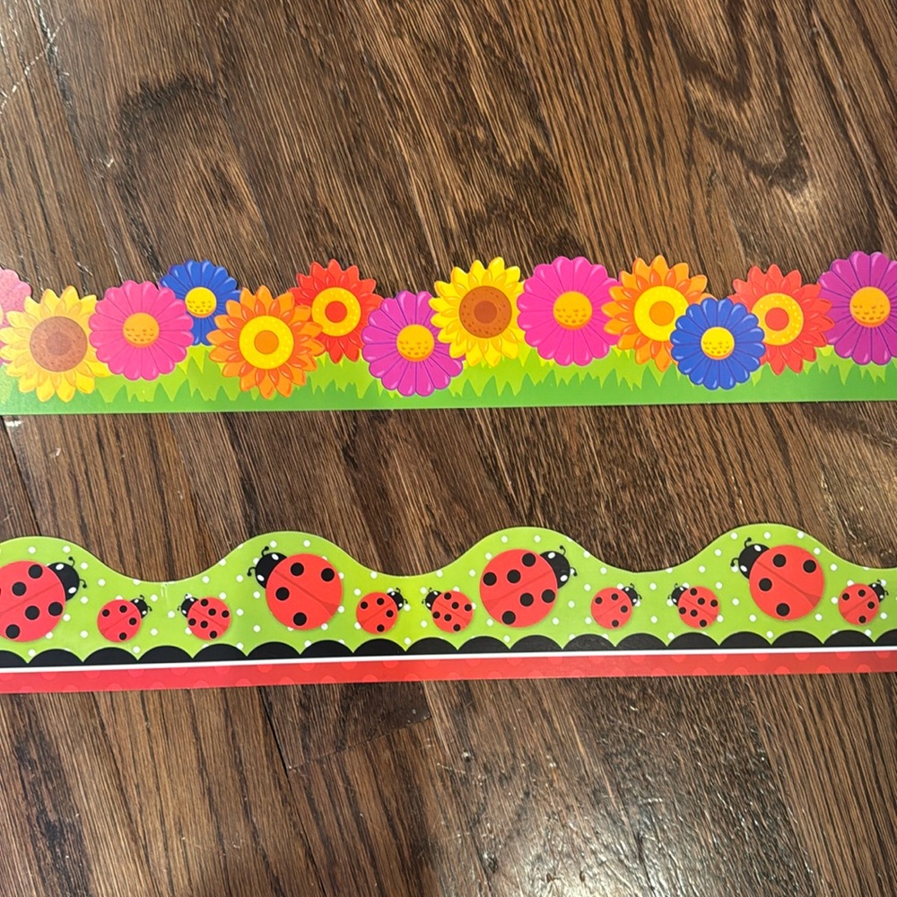 Flowers and Lady Bugs Bulletin Border Set